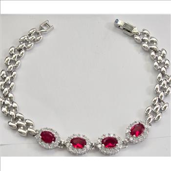 No Reserve Ruby & Zircon Tennis Bracelet