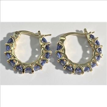 No Reserve Blue Topaz Hoop Earrings