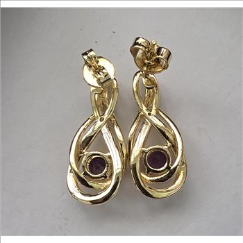 No Reserve Natural Amethyst & Diamond Earrings