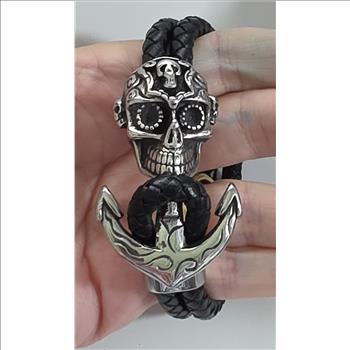 No Reserve Skull & Anchor 316L Stainless Steel Bracelet