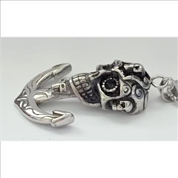 No Reserve Skull & Anchor 316L Stainless Steel Pendant & Chain Necklace