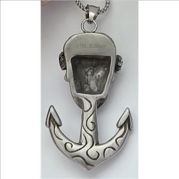 No Reserve Skull & Anchor 316L Stainless Steel Pendant & Chain Necklace