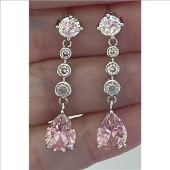 No Reserve Pink & White Topaz Earrings