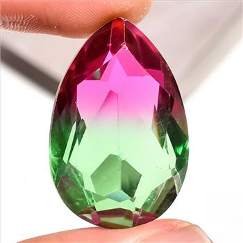 39.10 ct Bi Color Green & Pink Quartz Pear Cut Loose Gemstone
