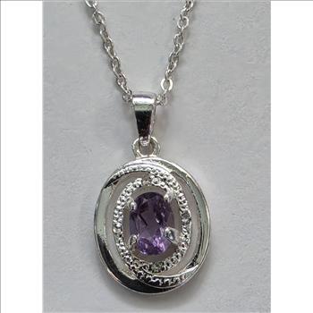 No Reserve Natural Amethyst Pendant & Chain Necklace