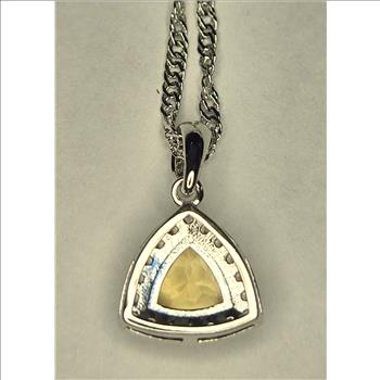 No Reserve Natural Citrine & Zircon Pendant & Chain Necklace