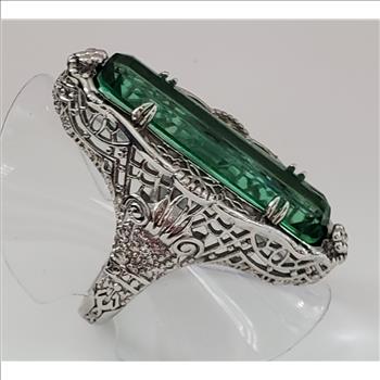 No Reserve Antique Style Emerald Ring Size 7