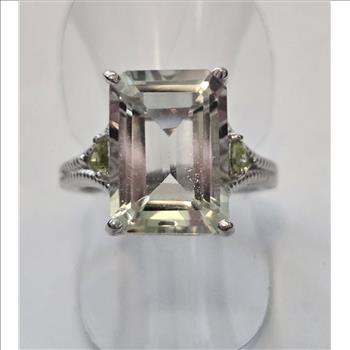 No Reserve Natural Prasiolite & Peridot Ring 6 1/2