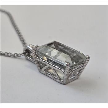 No Reserve Natural Prasiolite (Green Amethyst)  & Peridot Pendant & Chain Necklace