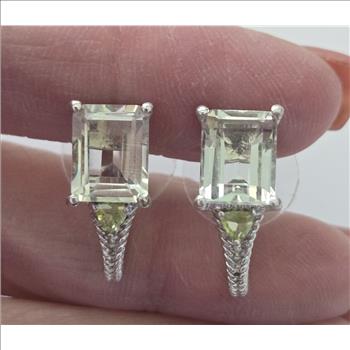 No Reserve Natural Prasiolite (Green Amethyst)  & Peridot Earrings