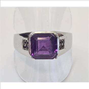 No Reserve Natural Amethyst & Garnet Ring Size 12