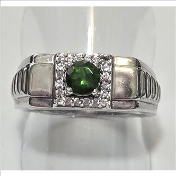 No Reserve Natural Chrome Diopside & Zircon Ring Size 12