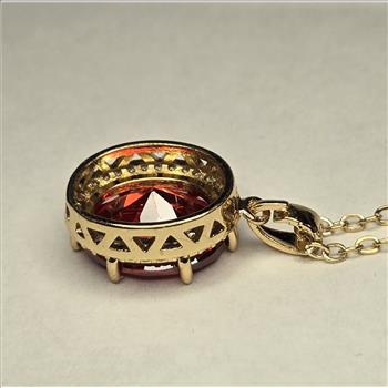 No Reserve Ruby & Zircon Pendant & Chain Necklace