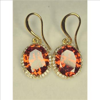 No Reserve Ruby & Zircon Halo Dangle Earrings