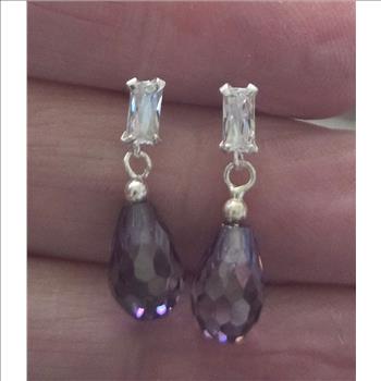 No Reserve.Natural Amethyst Briolette Dangle Earrings