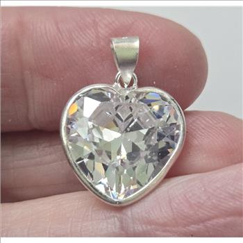 No Reserve Natural White Topaz Heart Pendant