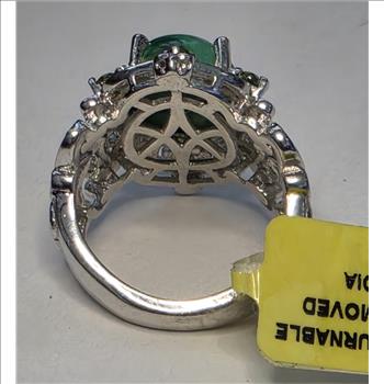 No Reserve Natural Malachite & Peridot Ring Size 6