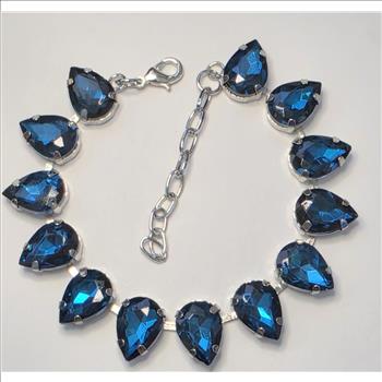 No Reserve Blue Austrian Crystal Tennis Bracelet