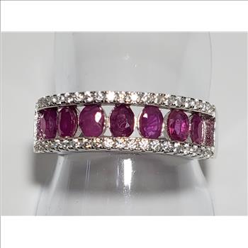 No Reserve Natural Ruby & Zircon Ring Size 7