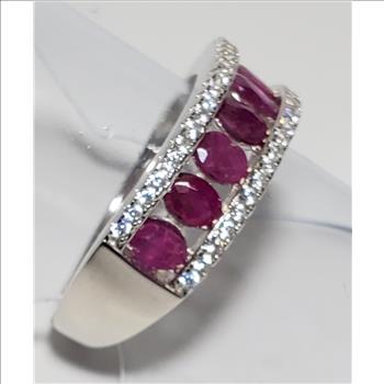No Reserve Natural Ruby & Zircon Ring Size 7