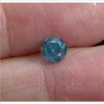 No Reserve  .65 ct Natural Blue Diamond Round Cut Loose Gemstone