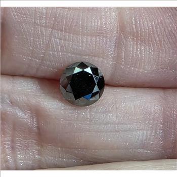 No Rserve .91 ct Natural Black Diamond Round Cut Loose Gemstone