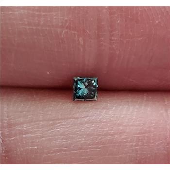 No Reserve .12 ct Natural Blue Diamond Princess Cut Loose Gemstone