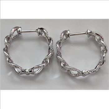No Reserve .12 ct Natural Diamond Huggie Hoop Earrings wg
