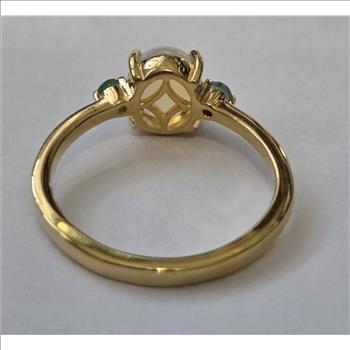 No Reserve Natural Welo Opal & Emerald Ring Size 9