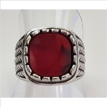 No Reserve Red Agate Ring Size 10
