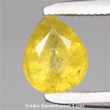 No Reserve .68 ct Natural Yellow Sphene With Rainbow Spark Pear Cut Loose Gemstone