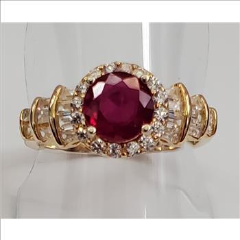 No Reserve Natural Ruby & Zircon Ring Size 8