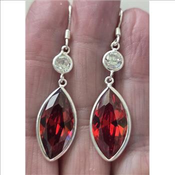 No Reserve Ruby & Topaz Dangle Earrings
