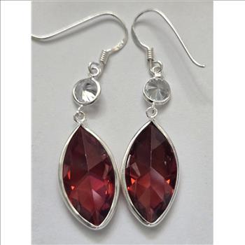 No Reserve Ruby & Topaz Dangle Earrings