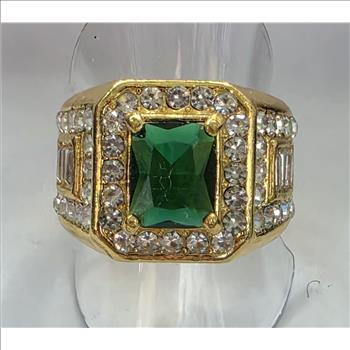 No Reserve Emerald & Austrian Crystal Ring Size 10