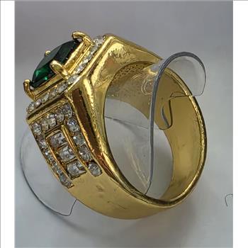 No Reserve Emerald & Austrian Crystal Ring Size 10