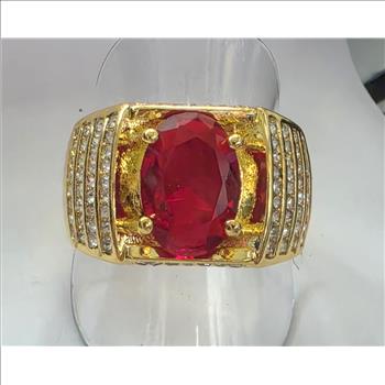No Reserve Ruby & Austrian Crystal Ring Size 11