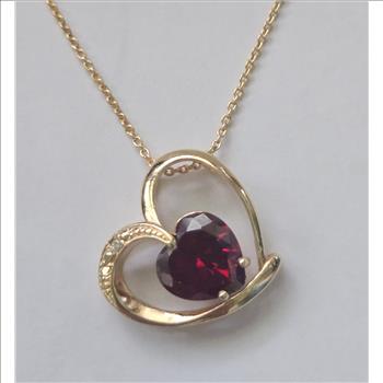 No Reserve Ruby Heart  Pendant & Chain Necklace