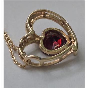 No Reserve Ruby Heart  Pendant & Chain Necklace