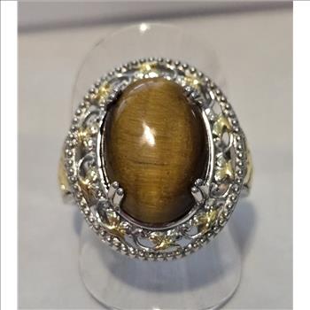 No Reserve Natural Tigers Eye Ring Size 10