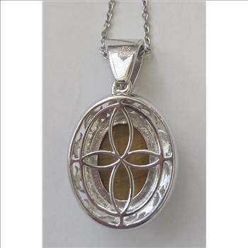 No Reserve Natural Tigers Eye Pendant & Chain Necklace