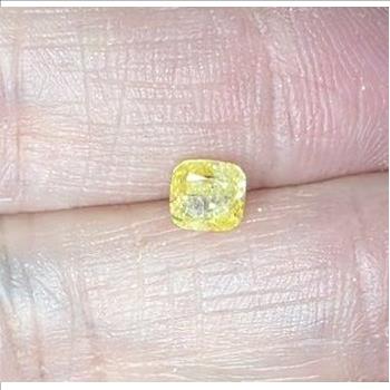 No Reserve  .71 ct Natural Yellow Diamond Cushion Cut Loose Gemstone