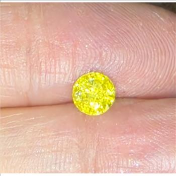 No Reserve  .60 ct Natural Yellow Diamond Round Cut Loose Gemstone