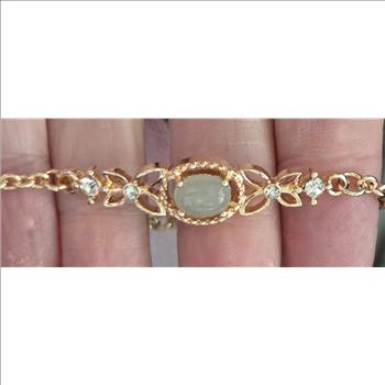 No Reserve Natural Jade & Austrian Crystal Bracelet