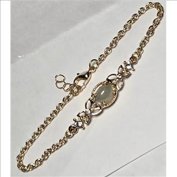 No Reserve Natural Jade & Austrian Crystal Bracelet