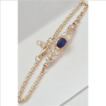 No Reserve Natural Lapis Lazuli & Austrian Crystal Bracelet