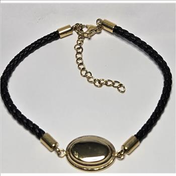 No Reserve 18k Gold /Stainless Steel Signet Bracelet