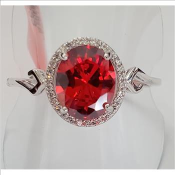 No Reserve Ruby & Zircon Ring Size 11