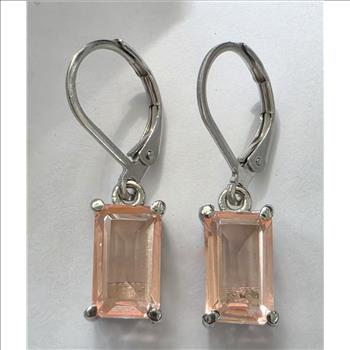 No Reserve Morganite Emerald Dangle Earrings