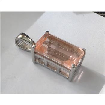 No Reserve Morganite Emerald Cut Pendant